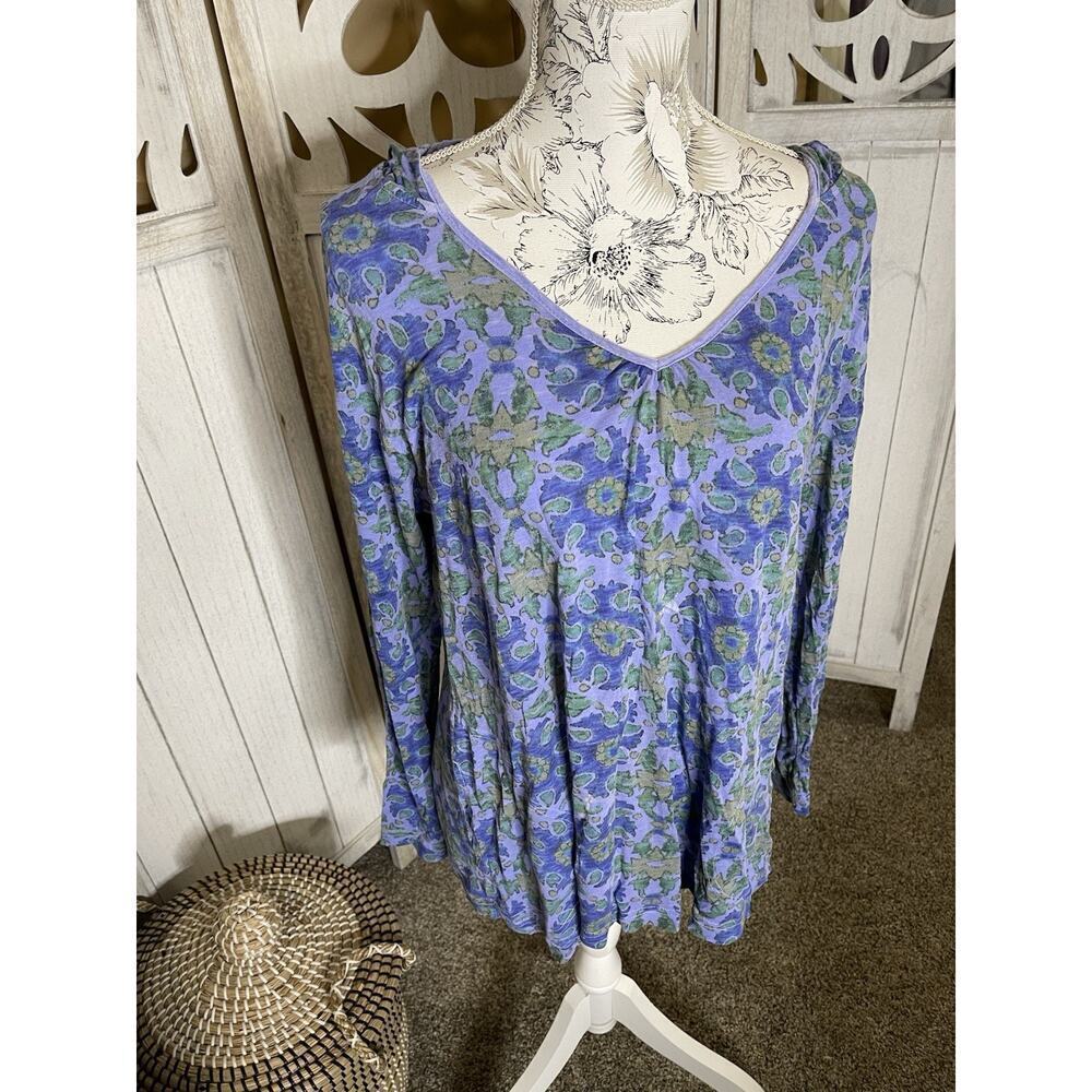 Fresh Produce Lightweight Hoodie Womens Size Large Floral Print Made USA Purple